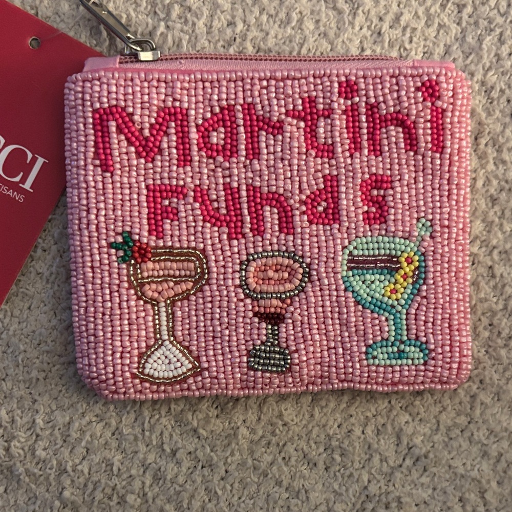 Bacci Pink Beaded Martini Wallet